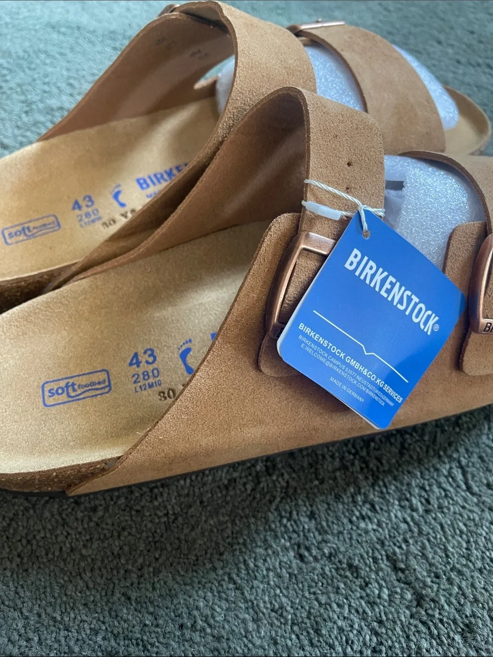 Birkenstock Arizona Two-Strap Sandals - Tan Suede M10 L12 NWT